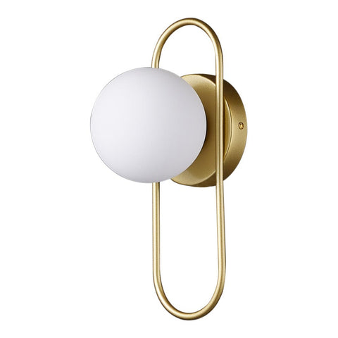 Golden Wall Light with Frosted Glass Bulb, FI1065
