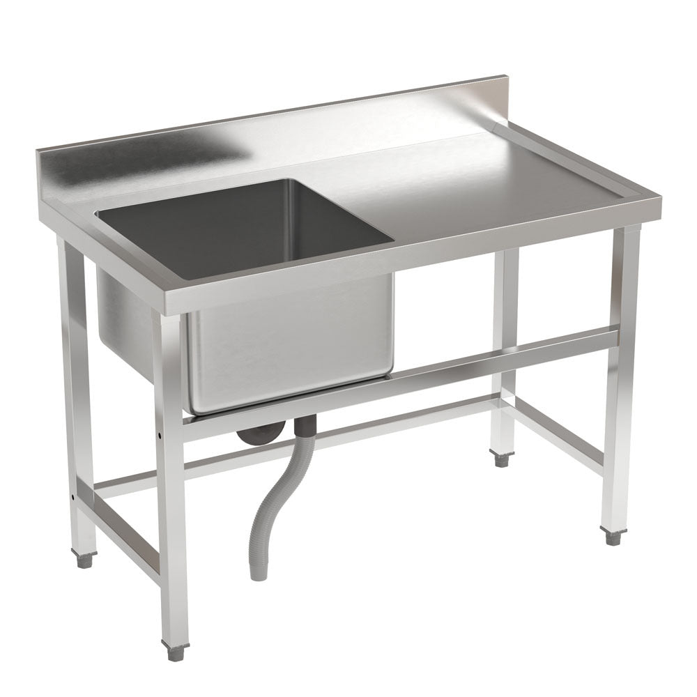 Livingandhome Stainless Steel One Compartment Commercial Sink with Rig ...