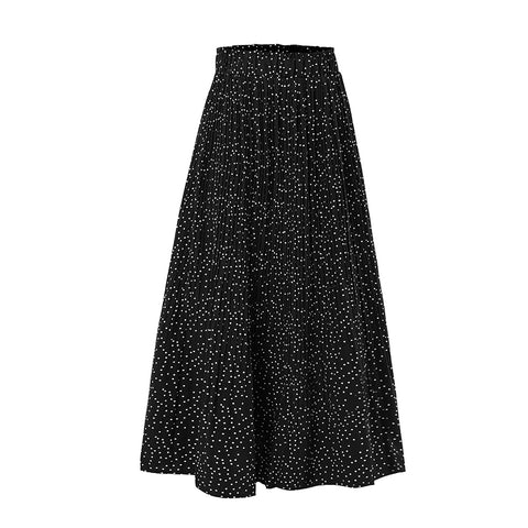 High Waist Pleated Midi Skirt with Elastic Waistband, CC060934 (Ver.2)