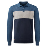 Casual Colour-Block Two-Button Knitted Polo Collar Jumper, CC291342