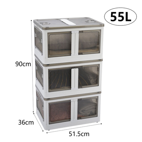 3PCS Transparent Folding Storage Box with Wheels, WZ0104