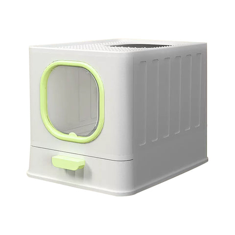 Livingandhome Enclosed Folding Cat Litter Box Toilet with Scoop, WM0183
