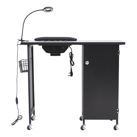 Livingandhome Black Manicure Nail Table on Wheels, JM2257
