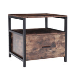 H&O Direct Industrial 1 Drawer Bedside Table Bedroom, DM0535