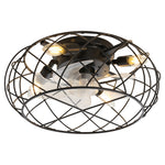 Livingandhome Black Cage Ceiling Fan Light, DM0580