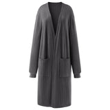 Long Ribbed Knit Open-Front Cardigan, CC061807