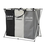 3-Section Foldable Laundry Basket with Aluminum Frame, WM0494