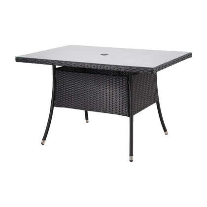Garden Rattan Tempered Glass Top Rectangular Table with Parasol Hole, LG1787 (Ver.2)