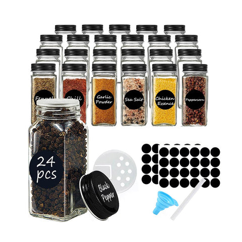 24Pcs Glass Spice Jars with Metal Lids, WM0543 (Ver.2)
