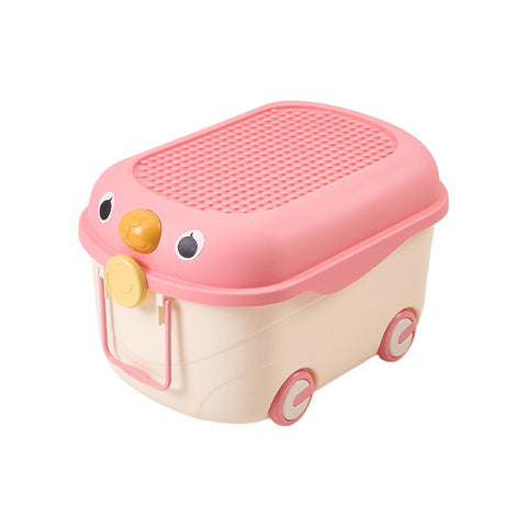 Kids Toy Storage Box Trolley With Lid and Wheels, HM070162
