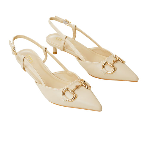 Pair of Solid Pointed Slingback Pumps Kitten Heels, CS300118 (VER.2)