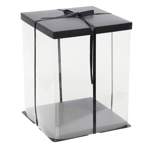 Clear Plastic Cake Gift Box with Ribbon, SP2951