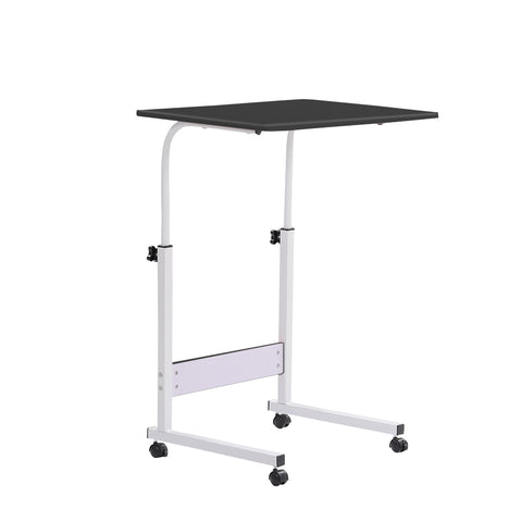 Livingandhome Höhenverstellbarer Laptop-Schreibtisch mit Rollen, 60x40 cm – Mobiler Computertisch für Home-Office und Büro [Computertisch Weiß/Schwarz 60/40/70–80 cm mit Rollen Höhenverstellbar] , FO070048(DE)