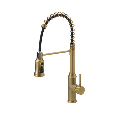 Goldene Edelstahl Küchenarmatur mit ausziehbarer Federbrause und Einhandgriff [Küchenarmatur Edelstahl Gold mit Federbrause und Hebelgriff], MD030029(DE)