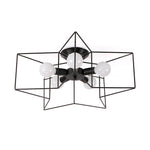Livingandhome Semi Flush Ceiling Lamp with Star Frame, FI0465