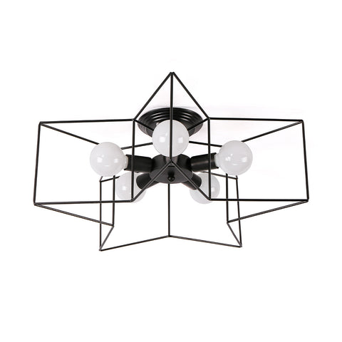 Livingandhome Semi Flush Ceiling Lamp with Star Frame, FI0465