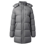 Mid-Length Quilted Coat with Detachable Hood & Pockets, CC062046