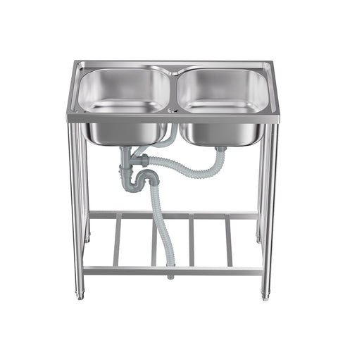 Free Standing Stainless Steel Double Bowl Sink, AI1596 (Ver.2)