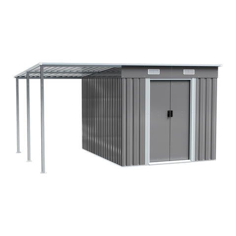 5.5 x 7.5FT Outdoor Metal Storage Shed with Lean-to, PM1300PM1301PM1302