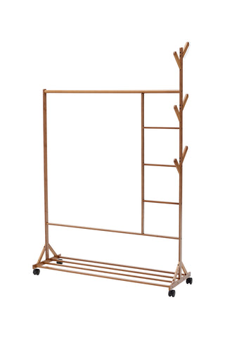 Bamboo Garment Hat Rack with Wheels, HO0003
