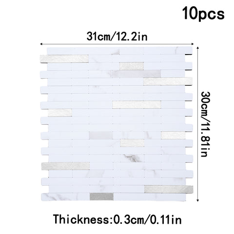 10Pcs Self-Adhesive Marble Wall Tile Stickers, HF070393