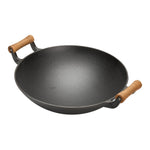 Round Cast Iron Wok with Dual Handles, GK190041