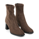 PU Leather Ankle Boots with Rear Zip & Block Heel, CS301094