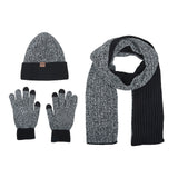3-Piece Winter Fleece-Lined Knitted Beanie Hat Scarf Gloves Set, CA060058