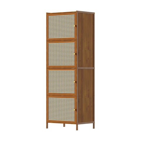 4-Tier Narrow Bookcase Storage Cabinet with Doors, FL250060