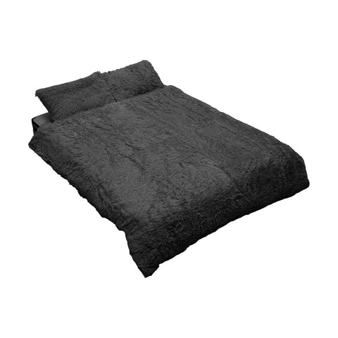 3Pcs Single Side Faux Mink Fleece Bedding Duvet Cover with 2 Pillowcases, HT390345