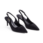Pointed Toe Pumps with Kitten Heel Slingback, JW0051