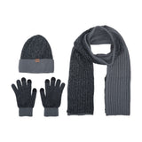 3-Piece Winter Fleece-Lined Knitted Beanie Hat Scarf Gloves Set, CA060058