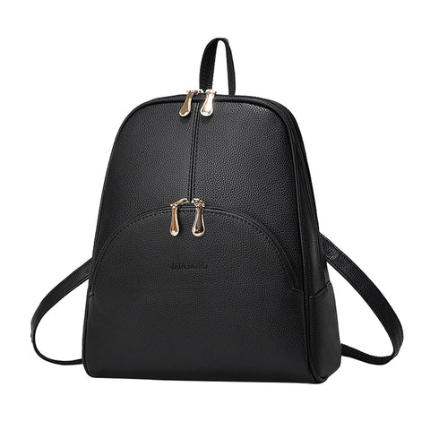 Black PU Leather Backpack, JW0022