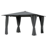 Solar LED Metal Patio Gazebo with Curtains, LG1600 (Ver.2)