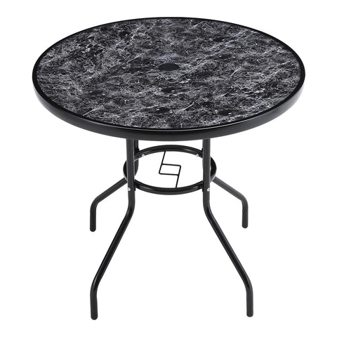Livingandhome Garden Tempered Glass Black Marble Coffee Table, LG1254