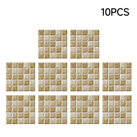 10-Pack 3D Self-Adhesive Wall Tile Stickers, HF070420