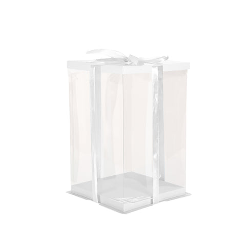 Clear Plastic Cake Gift Box with Ribbon, SC0988