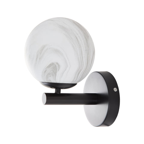 Modern Black Metal Wall Light with Glass Shade, LI210075 (Ver.2)