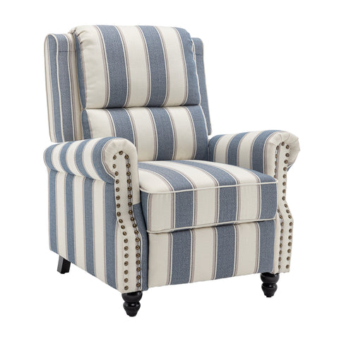 Modern Linen Upholstered Push Back Recliner Armchair with Adjustable Backrest & Hidden Footrest, FL050049 (Ver.2)