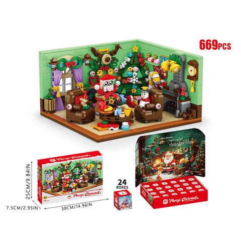 669 Pcs Christmas-Themed Building Blocks in 24 Blind Boxes, TE090052