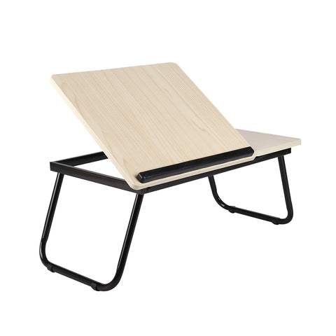 Livingandhome Verstellbarer, klappbarer Laptop-Betttisch mit Getränkehalter – Weiß-Ahornoptik, 56x32,5x24 cm [Betttisch Weiß-Ahornoptik 56/32,5/24 cm mit 5-fach Neigungsverstellung und Becherhalter klappbar], FO070051(DE)