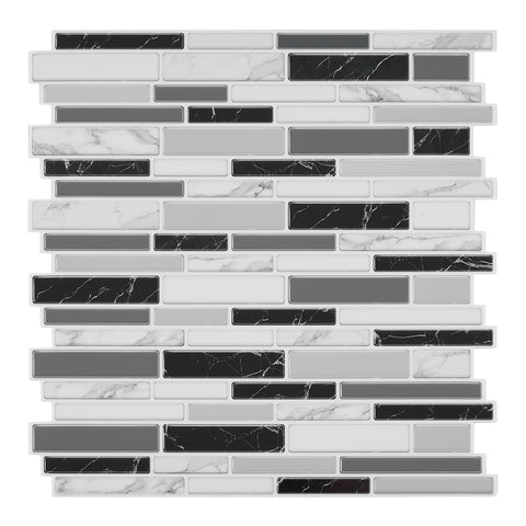 10Pcs Self-Adhesive Wall Tile Stickers with Marble Effect, HF070422