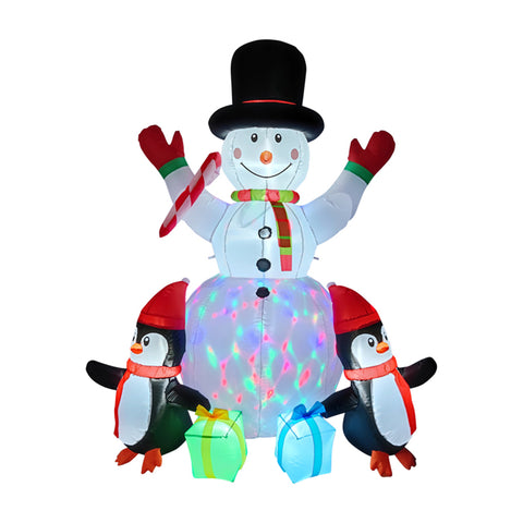 6ft Christmas Inflatable Snowman and Penguins Decorations with LED Lights, IF540053 (Ver.2)