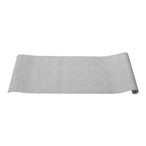 Livingandhome White Embossed Damask Floral Wallpaper Roll, SW0761