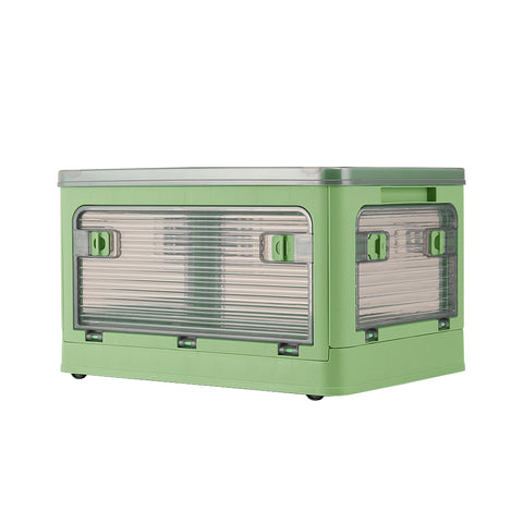 Livingandhome Transparent Folding Storage Box with Wheels, WH1253