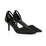Elegant Embellished Pointed-Toe Heels with Adjustable Ankle Strap, CS300759