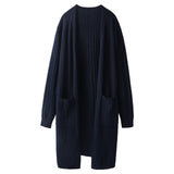 Long Ribbed Knit Open-Front Cardigan, CC061807