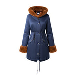 Mid-Length Hooded Coat with Drawstring Waist, CC061047