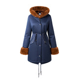 Mid-Length Hooded Coat with Drawstring Waist, CC061047
