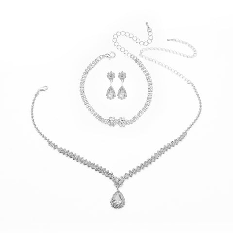 3Pcs Necklace Teardrop Dangle Earrings Bracelet Jewelry Set, CA290031